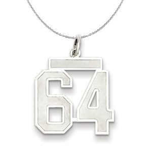 Sterling Silver, Jersey Collection, Medium Number 64 Necklace - 18 In